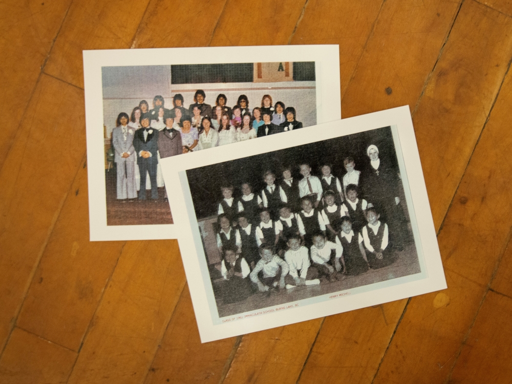 Class photos from Prince George College, top, and Immaculata Elementary School in Burns Lake, bottom, from the 1970s and 1960s, respectively.