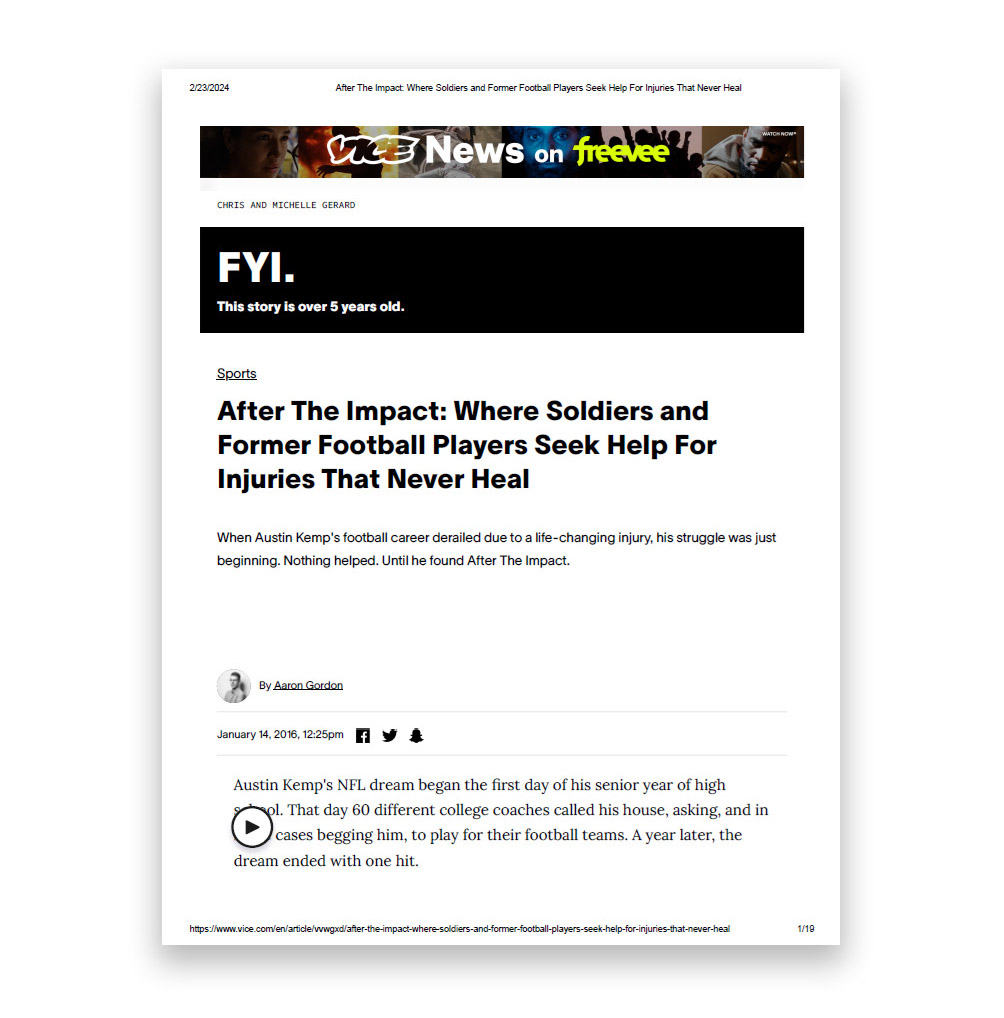 A screenshot of a PDF version of a story from the Vice News website.